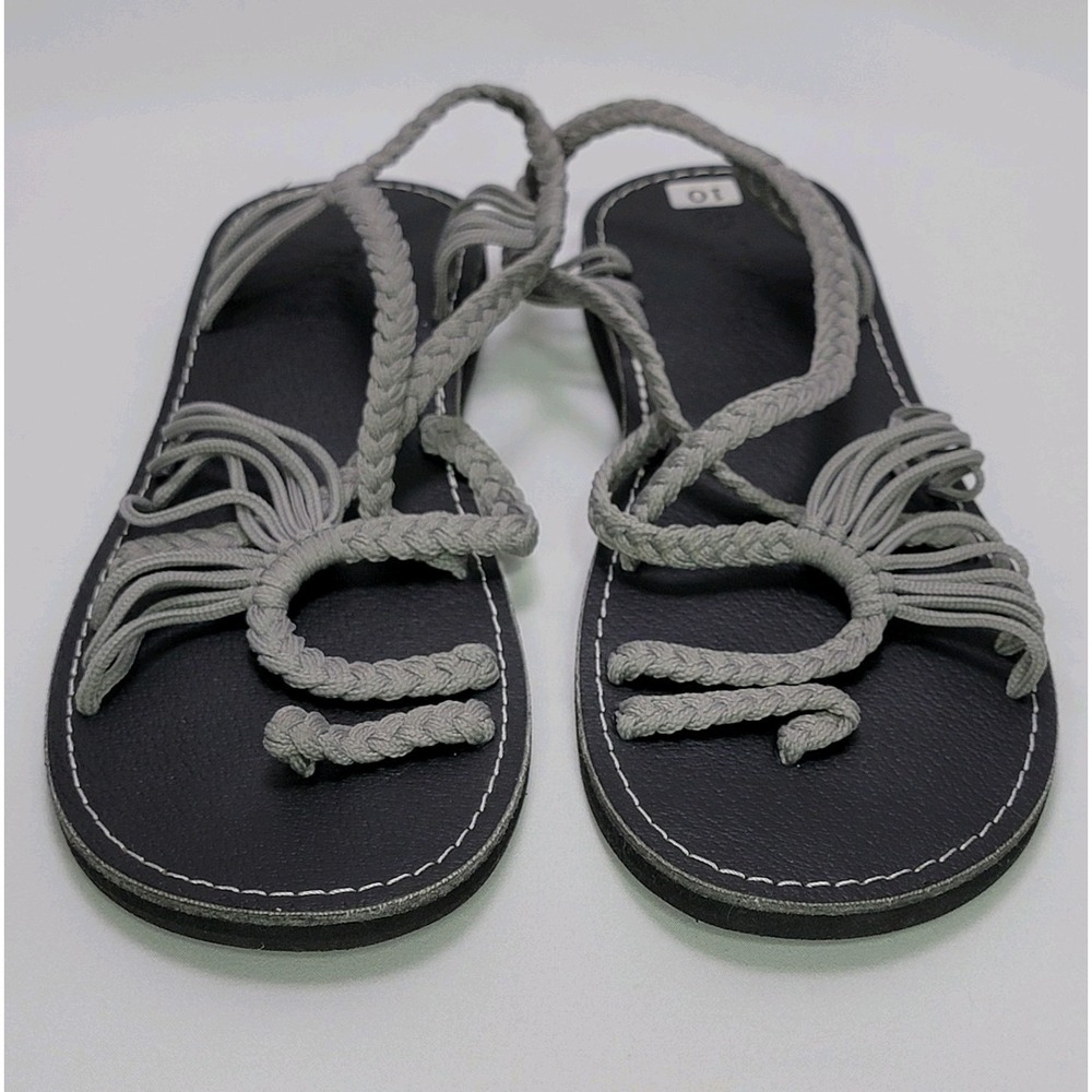 Plaka Palm Leaf Flat‎ Women's Sandals In Urban Grey Size 10 New